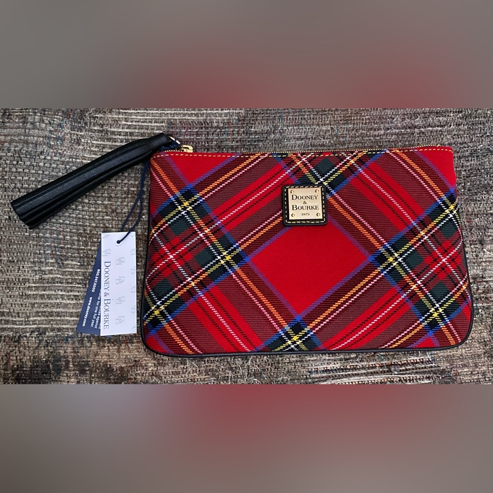 Dooney & Bourke Red Tartan Plaid Pouch.